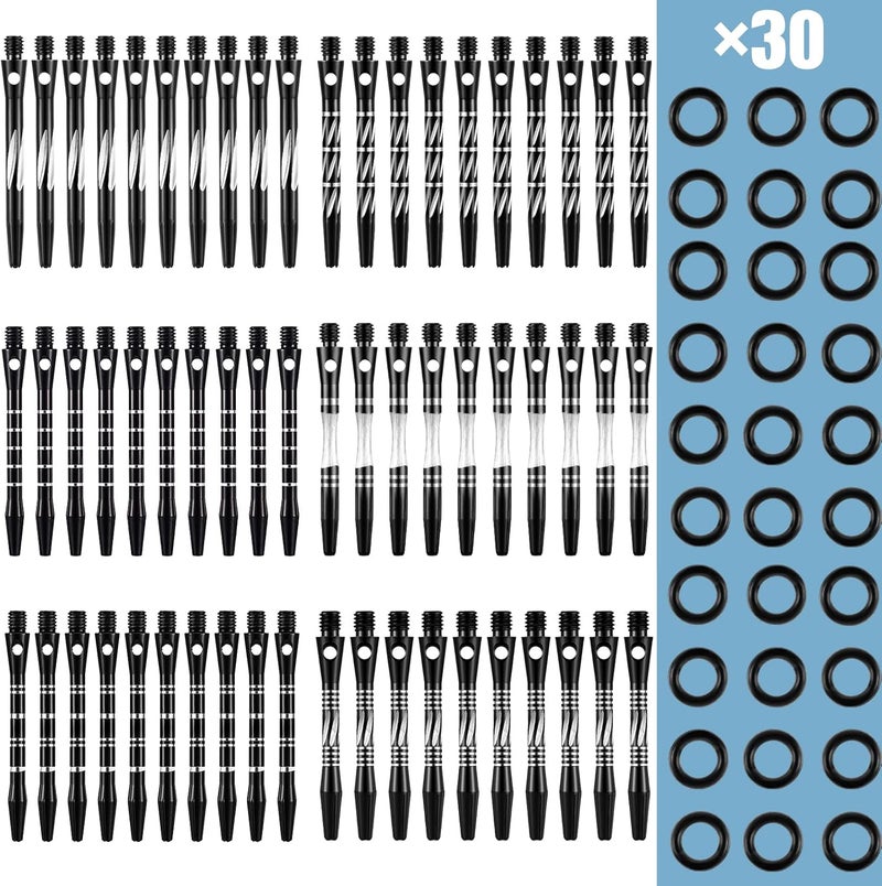 Leitee 30 Pcs Aluminum Dart Shafts for Steel Tip 50 mm 53 mm Dart Stems Accessories with 30 Rubber Rings 120 Replacement Flights and 1 Wrench for Outdoor Indoor Sports - Image 2